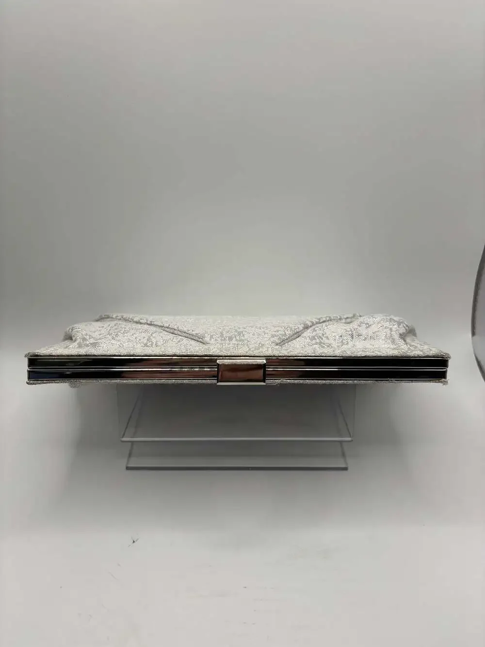 Kate Landry Silver Brocade Evening Clutch Purse